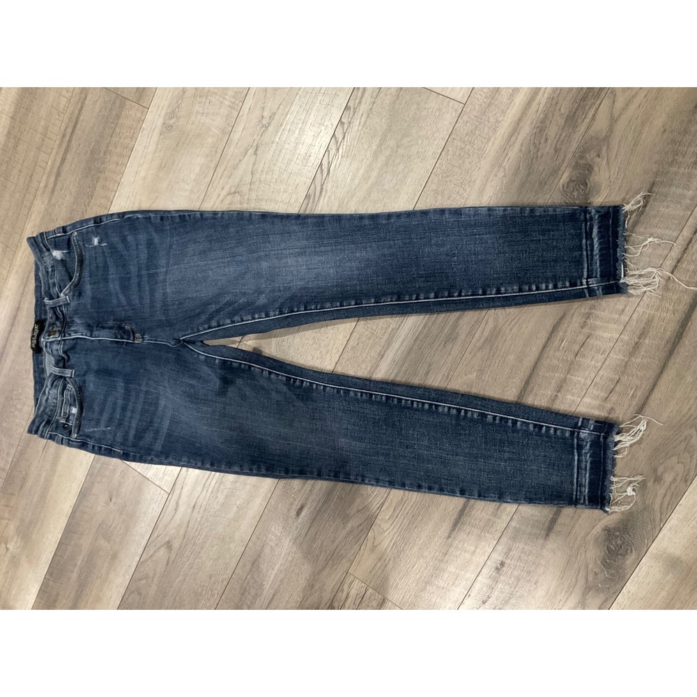 Judy Blue High Waist Skinny Jeans Distressed Released Hem Dark Wash Size 13/31 - Picture 7 of 8